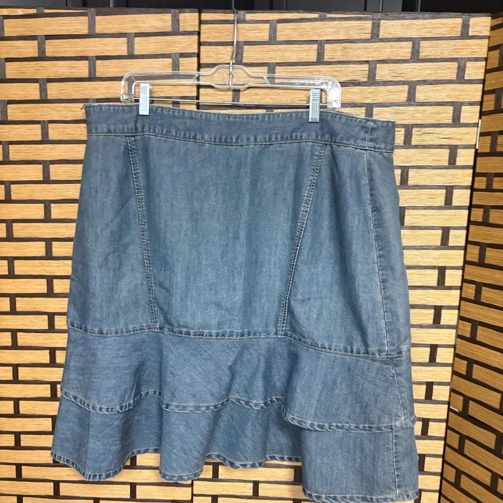 Venezia Denim Ruffle‎ Skirt Size 18